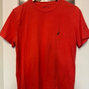 Nautica Red Short Sleeve Crew Neck Tee with Sail Logo